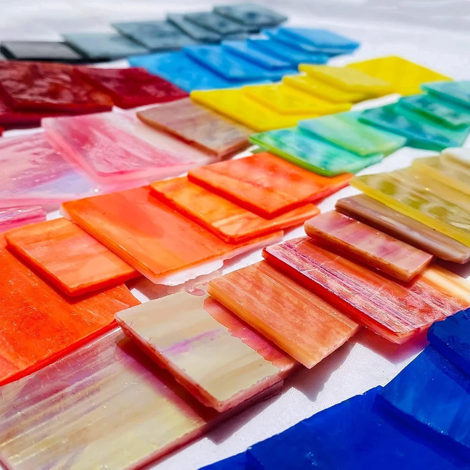 Mosaic Tiles Stained Glass Scraps Sheets for Crafts Bulk, Broken Glass Pieces, V - Image 2 of 4
