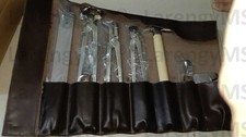 Farrier Tool Kit, 7 Pcs Horse Hoof Care Set with Natural leather Roll-Up Bag.