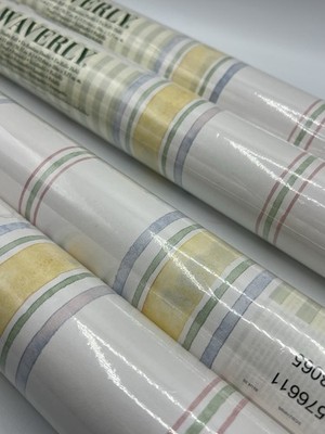 Waverly Wallpaper 4 Double Rolls Pre-Pasted Pastel Watercolor Stripe Nursery Kid