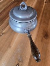 Vintage Nova Feinzinn 95% Zinnterrine mit Deckel & Holzgriff &ndash; Landhaus Deko