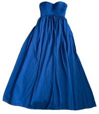Bill Levkoff Navy Blue Strapless Prom Bridesmaid Dress Womens 2 Pleated A Line