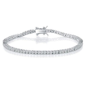 Authentic 2.0MM Tennis Bracelet for Women and Men, 18K White Gold Plated Tennis Bracelet