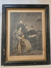 President Lincoln and Family Engraving by Walker 1865 original frame rare size