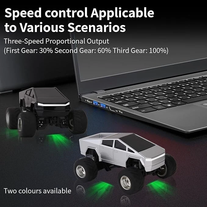 Mini Monster Truck RC 1:64 con luces, 2,4 GHz y control remoto APP (plateado) Foto 4 de 4