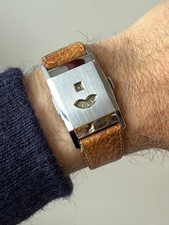 Art Deco Modernist Jump Hour Vintage Tank Watch Wristwatch Swiss Mens 1930s