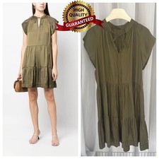 🎁Zadig&Voltaire Women V-Neck Satin Smooth Loose Short Sleeve Short Dress XS-L