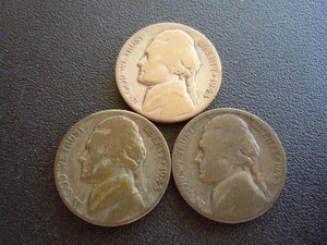 1943 S Jefferson Nickels- 3 Coins #19