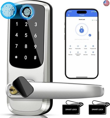 Keyless Entry Door Lock with Keypad, Fingerprint Exterior Locks, Door Handle