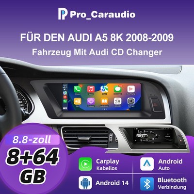 8.8'' Android14 Autoradio 8+64G CarPlay Für AUDI A5  MMI 2G 2008-2009 GPS Navi