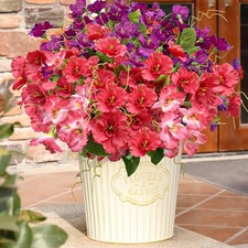 Spring Artificial Flowers for Outdoors, Fake Silk Hibiscus Flowers UV Resista...