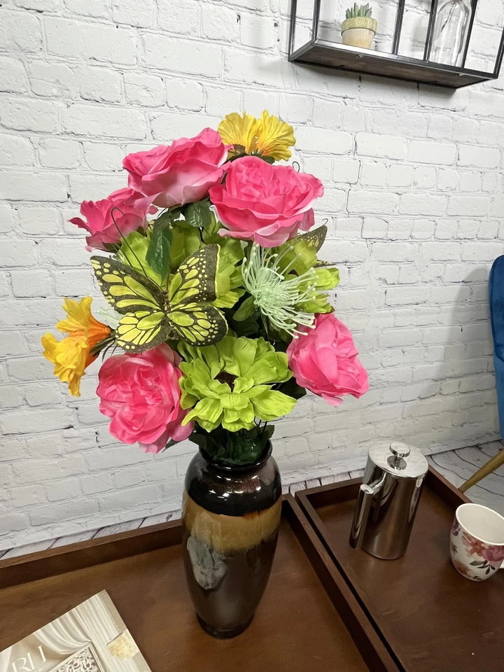 ABN1B019-BT-KW-YW Arbusto Flor Primavera Artificial 24 Tallos Rosa Abierta/Estado Cosmos... Foto 3 de 3