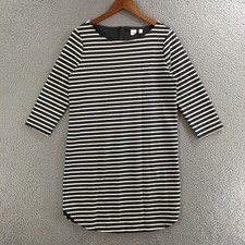Gap Tunic Dress Womens Small 3/4 Sleeve Crew Neck Pullover Striped Gray White