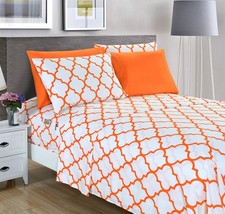 Elegant Comfort 4-Piece Quatrefoil Printed Deep Pocket Bed Sheet Set Luxurious