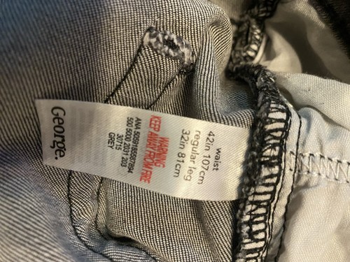 George Slim Fit Soft Stretch Grey Jeans 42” Waist Length Hand Turn Up 29”Length - Picture 5 of 9