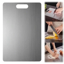 304 Stainless Steel Cutting Board Double-Sided Titanium Coating Kitchen Camping*