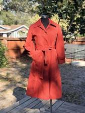 Vintage 70s 80s Mantessa Burnt Orange Wool Lined Trench Coat