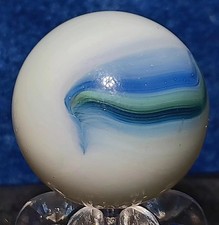 Akro Agate Tri-Color Patch Marble. .99" Boulder Size. Mint.