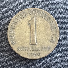 1960 Austria One 1 Schilling - Aluminum Bronze Coin - KM# 2886 - Austrian U30