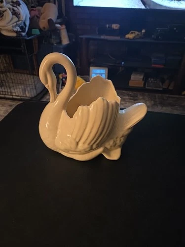 Vintage Red Wing Pottery Swan Planter White - #260