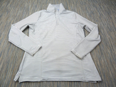 Peter Millar Viertel-Reißverschluss Top Damen Medium weiß gestreift Golf Stretch