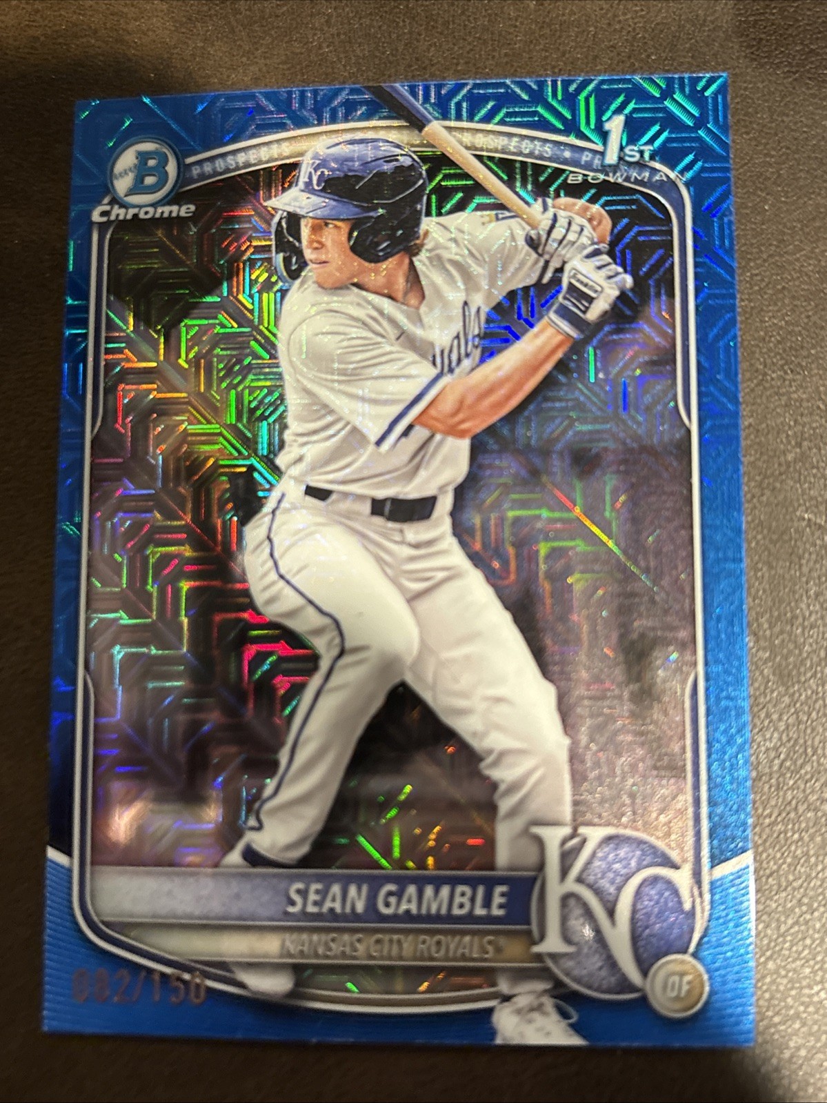 2025 Bowman Draft Chrome Sean Gamble True Blue Refractor 1st /150 RC Royals