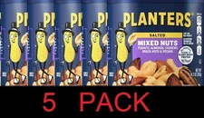 Planters SALTED Mixed Nuts Peanuts Almonds Pecans Cashews 10.3 oz Can - 5  PACK