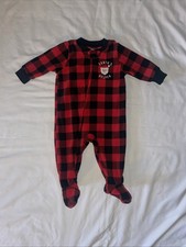 Santa's Helper Carter's Zip Up Footed One Piece Pajamas Size 6 Months
