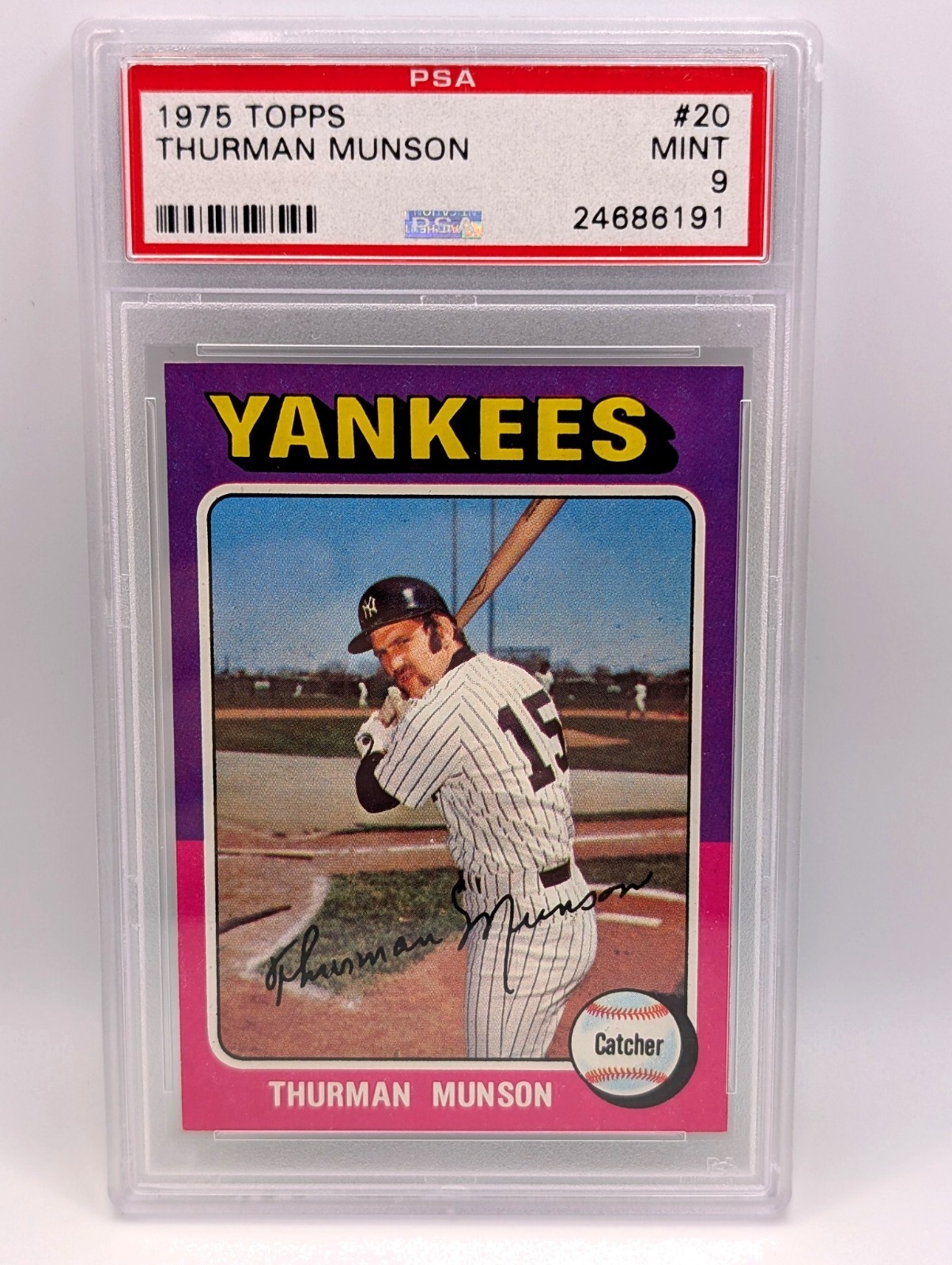 1975 Topps Thurman Munson #20 PSA 9 Mint Yankees HOF Vintage