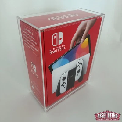 RESET RETRO Acryl Case passend für Nintendo Switch Oled Konsole in OVP Acrylbox Schutzhülle