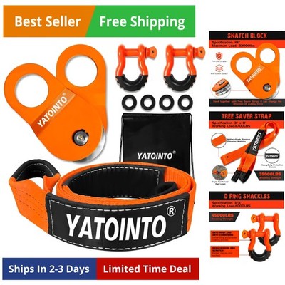 Off Road Recovery Kit 10 Ton Heavy Duty Snatch Block Pulley, Tree Saver Strap...