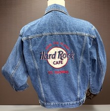 Vintage Hard Rock Cafe St Thomas Blue Denim Jacket Size Small