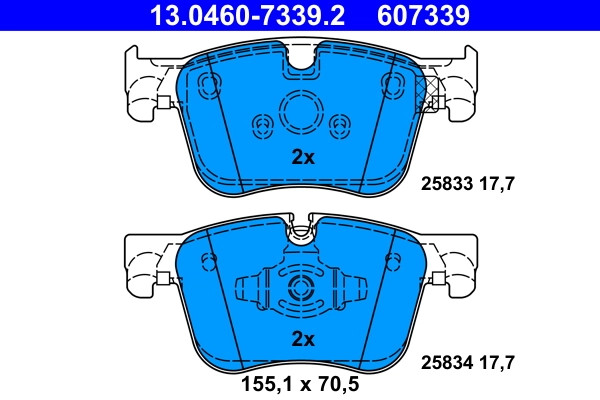 Kit de plaquettes de frein de rechange pour frein à disque ATE 13.0460-7339.2 OE 16 231 62