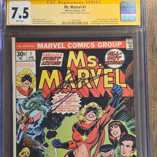 MARVEL COMICS MS. MARVEL #1 CGC 7.5 SIGNED GERRY CONWAY KEY ISSUE 1977