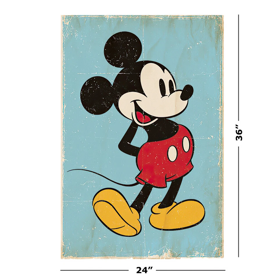 Mickey Mouse - Póster Disney (Mickey Retro / Fondo Azul) (Tamaño: 24" X 36") Foto 2 de 4