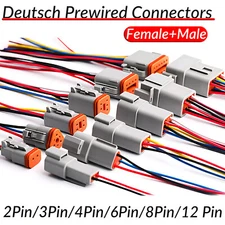 Deutsch DT Prewired Connectors 2/3/4/6/8/12 Pin Plug Kit With Cable DT06 DT04