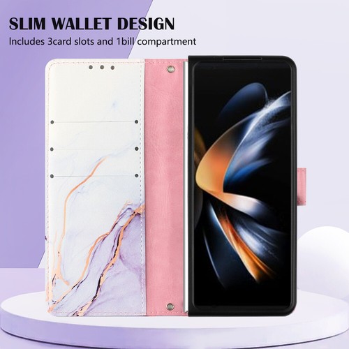 For Samsung Galaxy Z Fold5 Marble Pattern Leather Wallet Crossbody Case Cover - Zdjęcie 12 z 43