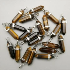 Wholesale 24pcs Natural Tiger Eye Stone Hexagonal Pendulum Pendant Pendant Bead