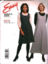 8319 Vintage McCalls SEWING Pattern Misses 1990s A Line Back Zipper Jumper