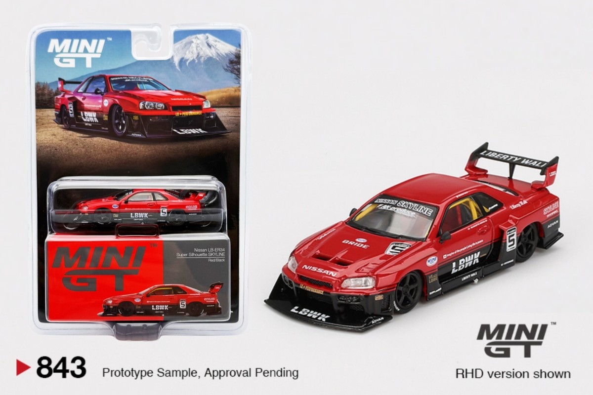 Mini GT 1:64 Nissan LB-ER34 Super Silhouette SKYLINE Red/Black