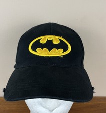 BATMAN DC Comics Baseball Cap Hat One Size Strapback Black Distressed Bill