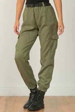 Elan Cargo Joggers Ladies Olive Medium Belted Pants NEW NWT
