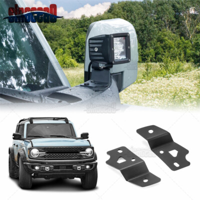 A-Pillar LED Pod Light Hood Mounting Brackets For Ford Bronco 2021-2022 2023 24