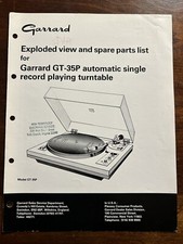 Garrard GT-35P Automatic Turntable Exploded View Spare Parts Original Genuine