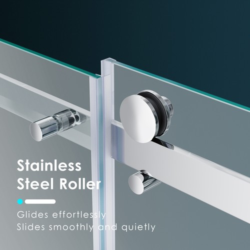 Frameless Shower Screen Wall to Wall Sliding Shower Door Stainless Steel SS304 - Picture 10 of 19