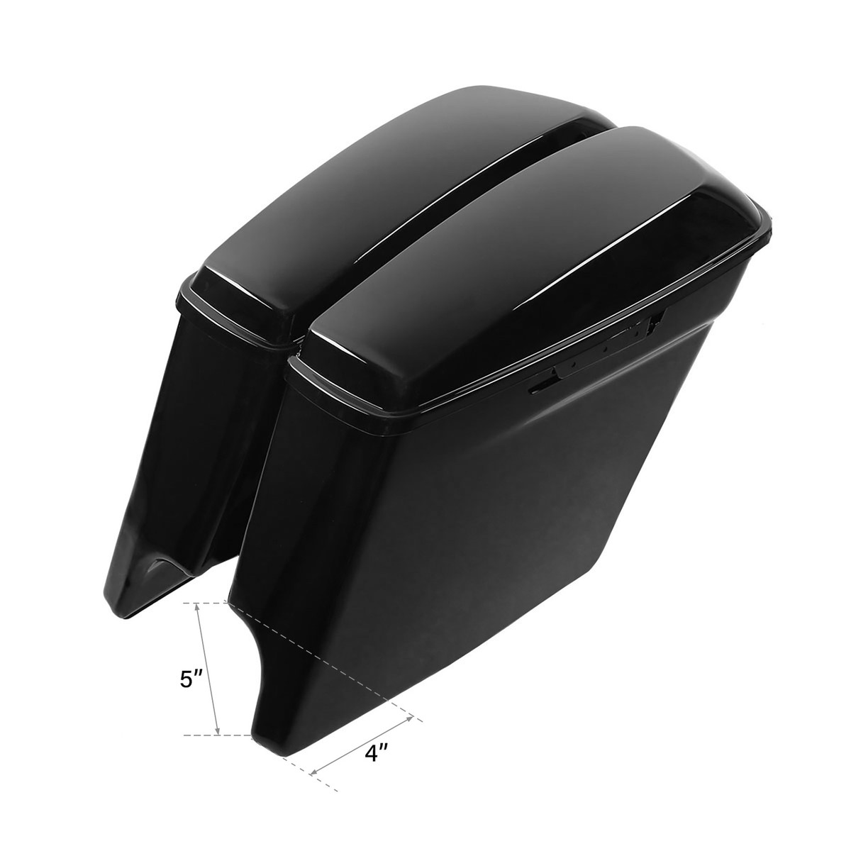 TCMT 5 Vivid Black Painted Extended Stretched Saddle Bags