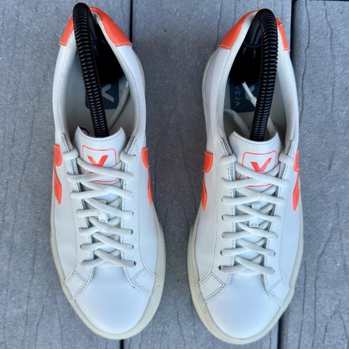 VEJA Campo Chromefree Sneaker White Orange Fluo Womens Size 5 US 36 EU Leather - Picture 4 of 11