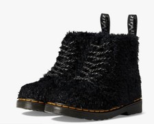 NEW Children Unisex Dr. Martens Kid's 1460 Pascal J Tinsel Fur 27670001 Black