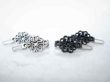 Extra tiny small silver or black metal hair pin clip barrette set of two 