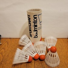 6 vintage Sportcraft shuttlecock 1981 Tube Made in Hong Kong H3