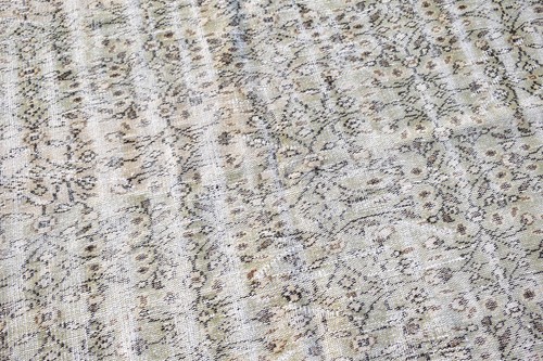 Alfombra Turca 5'x12' Alfombra Vintage Color Claro Alfombra Floral Oushak 180x382cm - Imagen 9 de 10